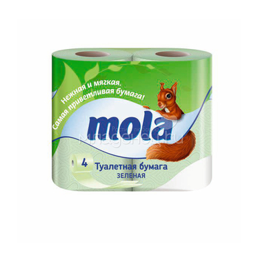 Туалетная бумага MOLA зеленая (2 слоя) 4 шт 0