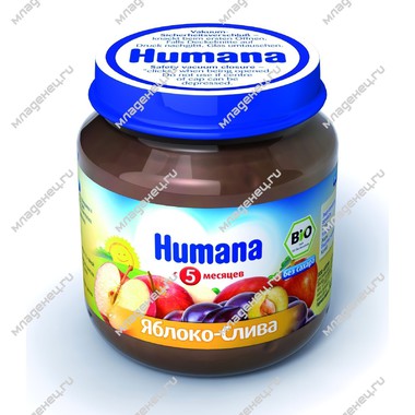 Пюре Humana фруктовое 125 гр Яблоко со сливой (с 5 мес) 0