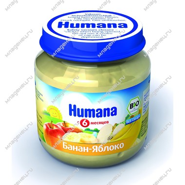 Пюре Humana фруктовое 125 гр Яблоко с бананом (с 6 мес) 0