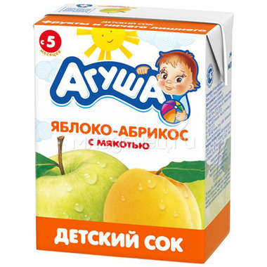 Сок Агуша 200 мл (тетрапак) Яблочно-абрикосовый с мякотью (с 5 мес) 0