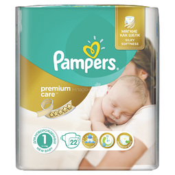 Подгузники Pampers Premium Care Newborn 2-5 кг (22 шт) Размер 1