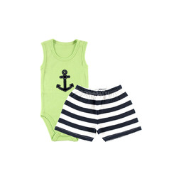 Комплект Hudson Baby Боди-майка и шорты Якорь, 2 пр., для мальчика, цвет зеленый 