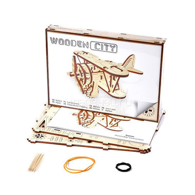Механическая модель Wooden City Биплан (63 детали) 1