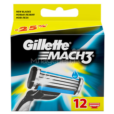 Cменные кассеты для бритья Gillette MACH3 12 шт 0