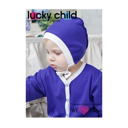 Чепчик Lucky Child, коллекция Нежность, цвет фиолетовый с белой тесьмой 