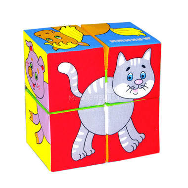 Набор Мякиши из 4 кубиков Собери картинку Домашние животные 0