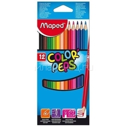 Карандаши цветные MAPED COLOR PEPS 12 цветов ударопрочный грифель