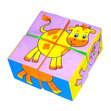 Набор Мякиши из 4 кубиков Собери картинку Домашние животные 2