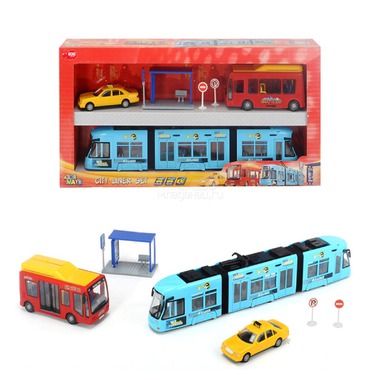 Игровой набор Dickie Toys Игровой набор Городской транспорт: трамвай, автобус, такси фрикционный (46 см.) 0