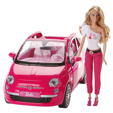 Игровой набор Barbie Розовый Фиат + кукла 1