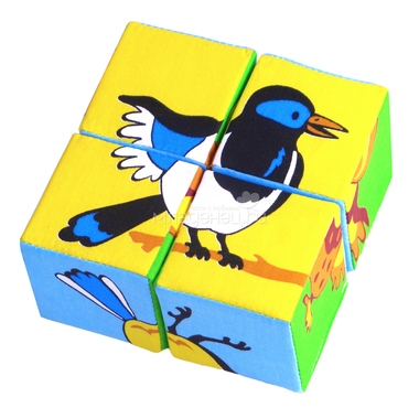 Набор Мякиши из 4 кубиков Собери картинку Птицы 1