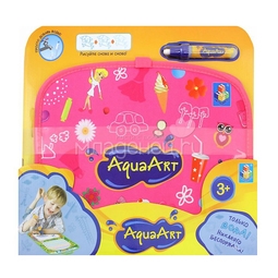 Коврик для рисования 1toy AquaArt 47х30см С водным маркером, розовый, чемоданчик