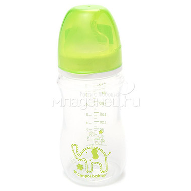 Бутылочка Canpol Babies с широким горлышком 240 мл (с 3 мес) зеленая 1