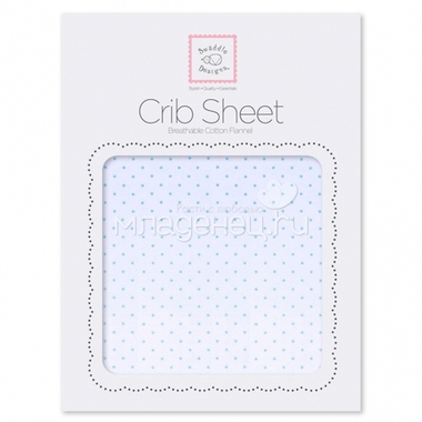 Простынь SwaddleDesigns Fitted Crib Sheet Lt. PB w/PB Dots 0