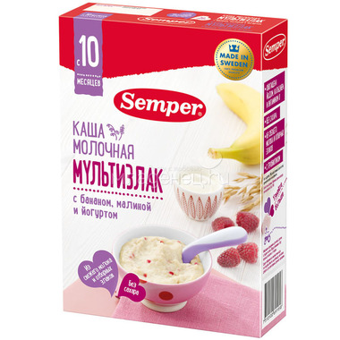 Каша Semper молочная 200 гр Мультизлаковая с бананом малиной и йогуртом (с 10 мес) 0
