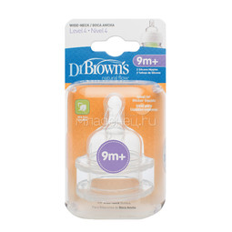 Соска Dr Brown&#039;s 2 шт. Широкое горлышко силиконовая для соков и жидких каш