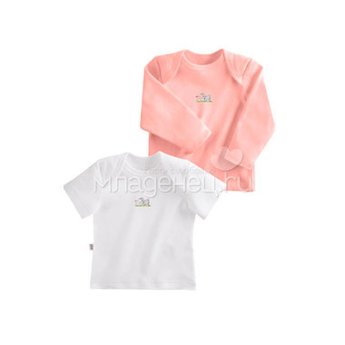 Комплект Наша Мама Be happy футболки (2 шт) рост 80 белый, розовый 0