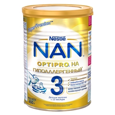 Детское молочко Nestle NAN Premium Гипоаллергенный 400 гр №3 (с 12 мес) 0