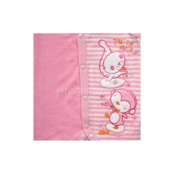 Ползунки Idea Kids "Весёлые полосатики" длинные, застежка спереди, с вышивкой, велюр, цвет - Розовый 