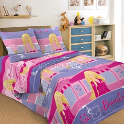 Комплект постельного белья детский Letto Барби 1.5 спальный с наволочкой 50х70