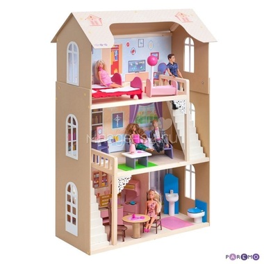 Кукольный домик PAREMO Шарм: 16 предметов мебели, 2 лестницы 2