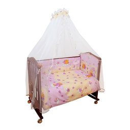 Комплект в кроватку Сонный гномик Мишкин сон 4 предмета Розовый