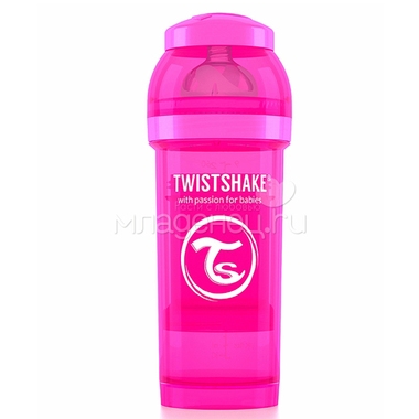 Бутылочка Twistshake 260 мл Антиколиковая (с 0 мес) розовая 1