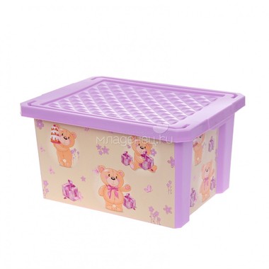 Ящик для хранения игрушек Little Angel X-Box Bears 17л Бежевый с розовым 0