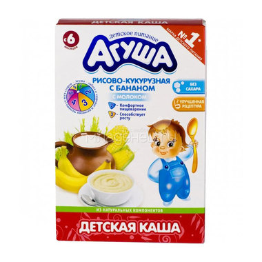 Каша Агуша Засыпай-ка молочная 200 гр Рисово кукурузная с бананом (с 6 мес) 0