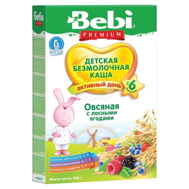 Каша Bebi безмолочная 200 гр Овсяная с лесными ягодами (с 6 мес) 0