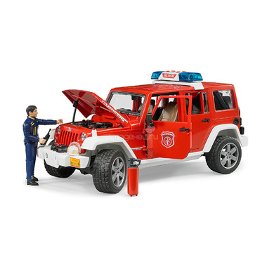 Внедорожник Bruder Jeep Wrangler Unlimited Rubicon Пожарная с фигуркой 1