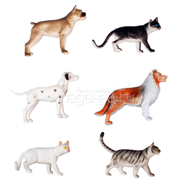 Игровой набор 1toy В мире животных Собаки и кошки, 6 фигурок, 15 см 1