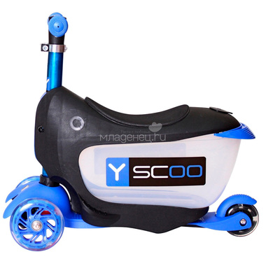 Каталка-самокат 3в1 Y-SCOO Mini Jump&Go со светящими колесами Dark Blue 4