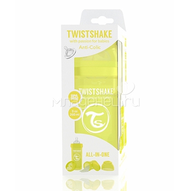 Бутылочка Twistshake 260 мл Антиколиковая (с 0 мес) желтая 2