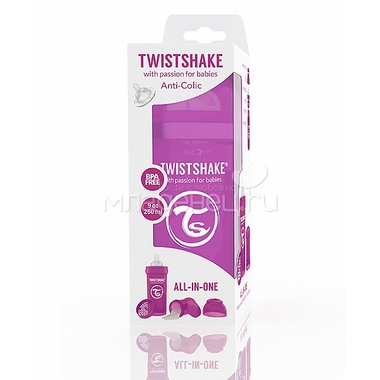 Бутылочка Twistshake 260 мл Антиколиковая (с 0 мес) фиолетовая 2