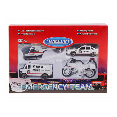 Машинка Welly Служба спасения - полиция  4 шт. 0
