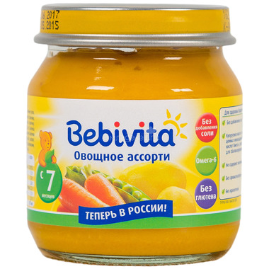 Пюре Bebivita овощное 100 гр Овощное ассорти (с 7 мес) 0