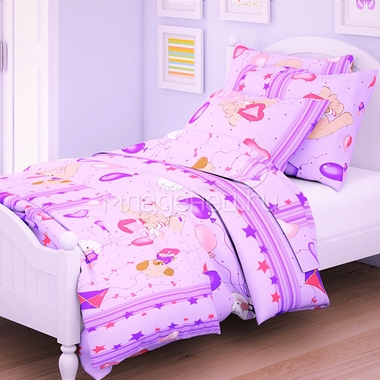 Комплект постельного белья детский Letto в кроватку с простыней на резинке BGR-62 0