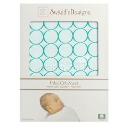 Простынь SwaddleDesigns Fitted Crib Sheet Turquoise Stripe