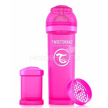 Бутылочка Twistshake 330 мл Антиколиковая (с 0 мес) розовая 0