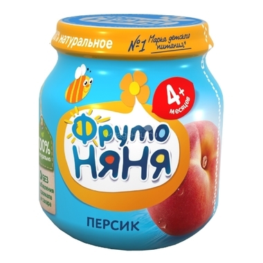 Пюре Фрутоняня фруктовое 100 гр Персик без сахара (с 4 мес) 0