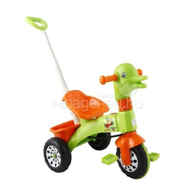 Велосипед трехколесный Pilsan Ducky зелено-оранжевый с родительской ручкой 0