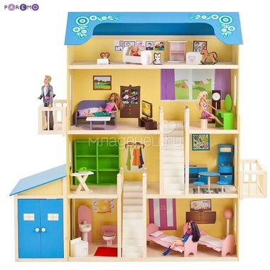 Кукольный домик PAREMO Лира: 28 предметов мебели, 2 лестницы, гараж 0
