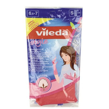 Перчатки Vileda Style внутреннее напыление 100% хлопок (размер S) 0