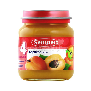Пюре Semper фруктовое 125 гр Абрикос с витамином C (с 4 мес) 0