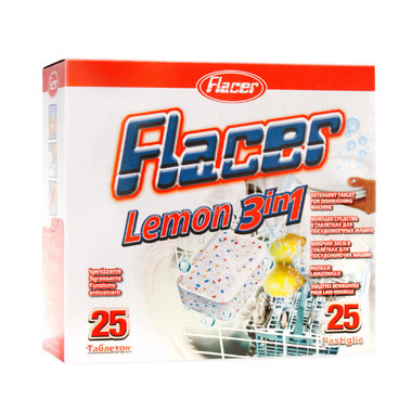 Таблетки для посудомоечных машин Flacer 3 в 1 25 шт 0