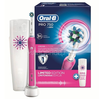Зубная щетка электрическая Oral-B PRO 750 Cross Action розовая 0