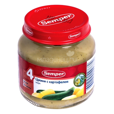 Пюре Semper овощное 125 гр Цукини с картофелем (с 4 мес) 0