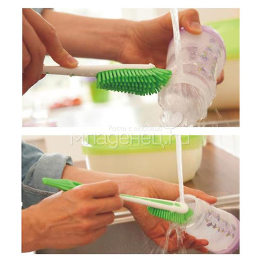 Щеточка MAM Soft Brush Для мытья бутылочек и сосок (с 0 мес) бело-зеленая 3