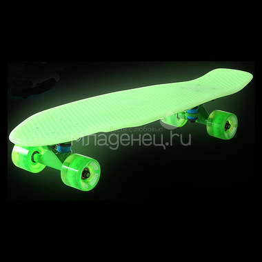 Скейтборд Y-SCOO Big Fishskateboard GLOW 27" винил 68,6х19 с сумкой Green/Green 4